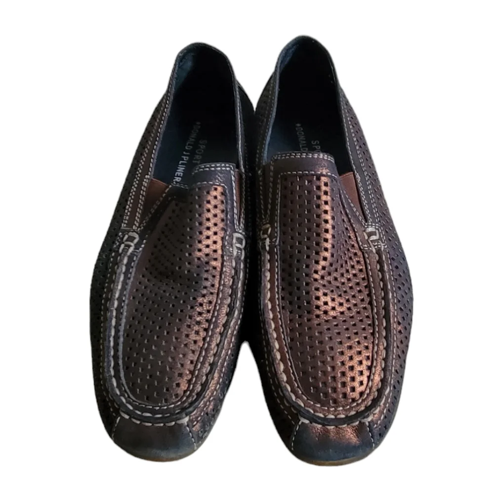 DONALD PLINER SPORT Leather Perforated Driving Mocassins 8.5 - Picture 2 of 7